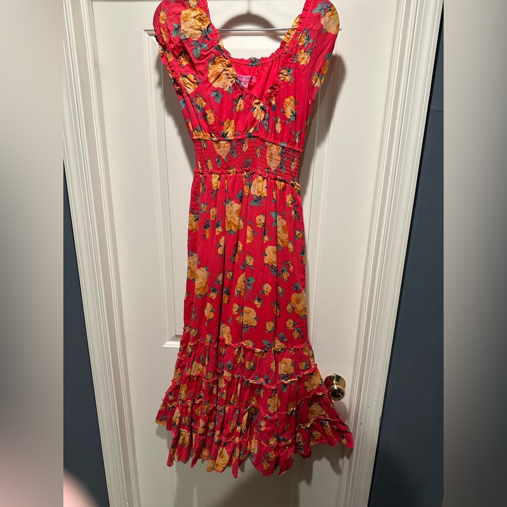 Betsy Johnson red floral dress size S